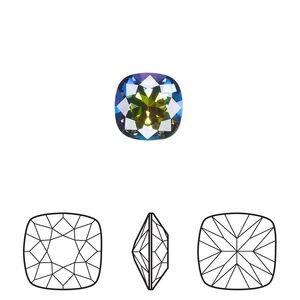 Fancy stone 2pk crystal vitrail medium foil back, Crystal Passions® 10mm cushion 4470