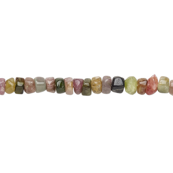 Multi-tourmaline 1pkg1, hand-cut heishi bead natural C- grade, 13 inch 4x2mm-5x4mm image number 0