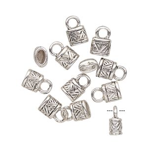 Cord end, glue-in, antique silver-finished "pewter" (zinc-based alloy), 6x5mm tube with 4.5x2mm inside diameter. Sold per pkg of 10.