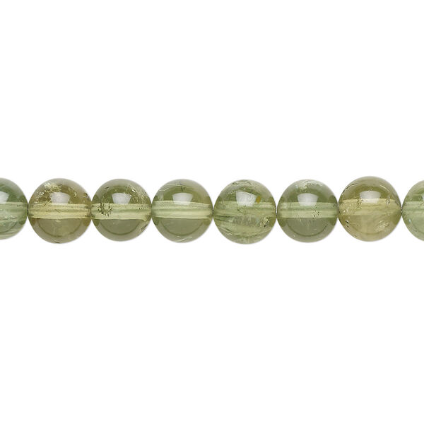 Bead, green apatite (natural), mint green, 6mm round, B+ grade, Mohs hardness 5. Sold per 8-inch strand, approximately 30 beads. image number 0