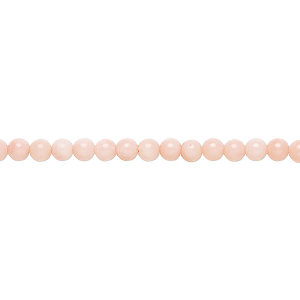 Bead, bamboo coral (dyed), pink, 3.5-4mm hand-cut round, B- grade, Mohs hardness 3-1/2 to 4. Sold per 15-1/2" to 16" strand. image number 0