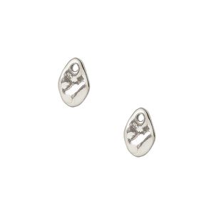 Drop, JBB Findings, sterling silver, 10x6mm flat teardrop. Sold per pkg of 2.