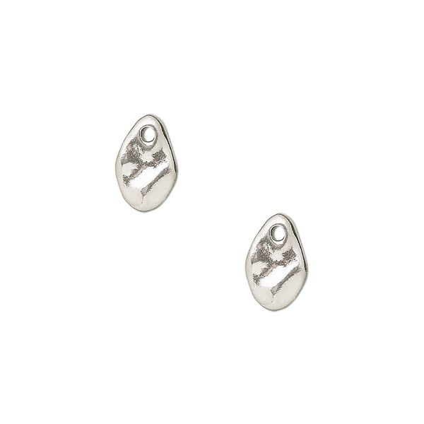 Drop, JBB Findings, sterling silver, 10x6mm flat teardrop. Sold per pkg of 2. image number 0