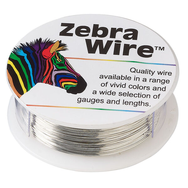 Wire, Zebra Wire™, tinned copper, silver color, round, 26 gauge. Sold per 1/4-pound spool, approximately 115 yards. image number 0