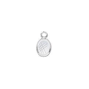 Drop, silver-plated brass, 9x7mm oval with beaded edge and 8x6mm oval bezel setting. Sold per pkg of 24.