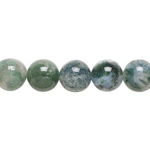 Moss agate 1pkg1, round bead natural 15.5-16 inch 10mm