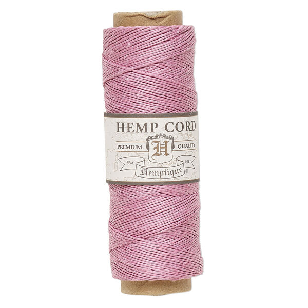 Cord, Hemptique®, polished hemp, light pink, 0.5mm diameter, 10-pound test. Sold per 205-foot spool. image number 0