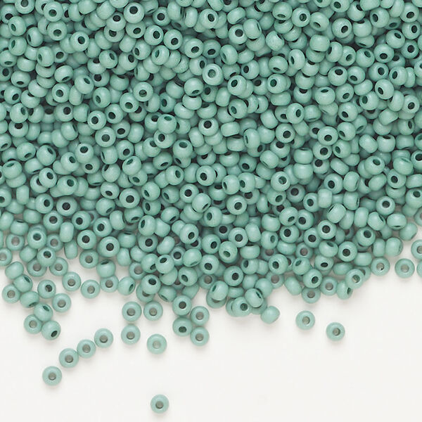 Seed bead, Preciosa Ornela Czech glass, 1pkg500g, 2.0-2.2mm rocaille, opaque matte terra dyed soft thyme chalkwhite (06454) image number 0