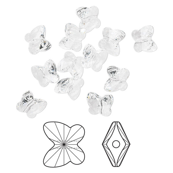 Bead 48pk crystal, Crystal Passions® 10x9mm butterfly 5754 image number 0