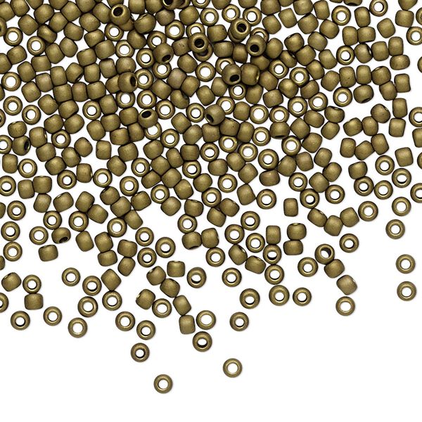 Seed bead, TOHO BEADS®, glass, pkg/7.5g, #11 round, opaque frosted antique bronze (TR-11-223F). image number 0