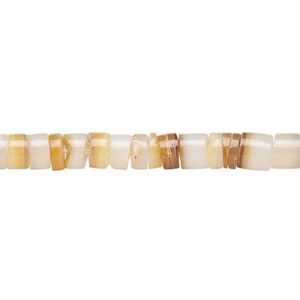 Bead, gold lip shell (natural), 4-5mm hand-cut heishi, Mohs hardness 3-1/2. Sold per 24-inch strand.