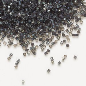 Seed bead, Delica®, glass, pkg/7.5g, #11 round, opaque silk satin inside dyed color rustic grey (DB-1818).