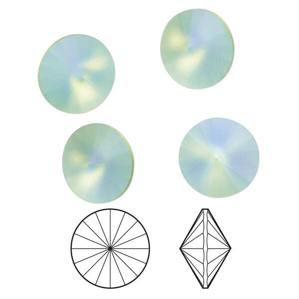Chaton 4pk peridot frost foil back, Crystal Passions® 12mm rivoli 1122 image number 0