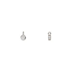 Drop, sterling silver and cubic zirconia, clear, 3mm flat round. Sold individually.