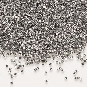 Seed bead, Delica®, glass, pkg/250g, #15 round, opaque palladium-plated (DBS-0038).