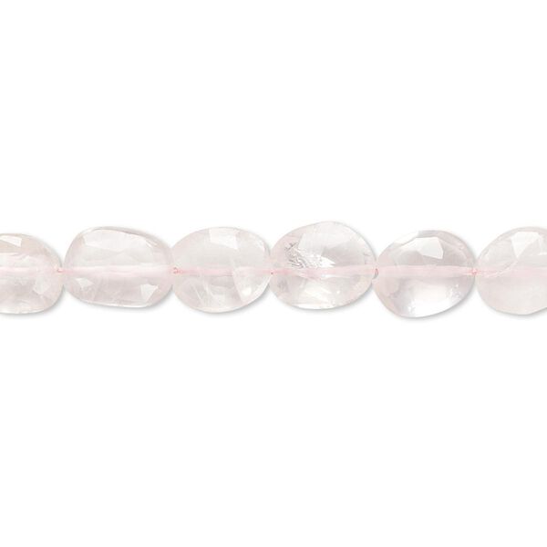 Rose quartz 1pkg1, hand-cut faceted puffed oval bead natural 14 inch 7x6mm-11x7mm image number 0