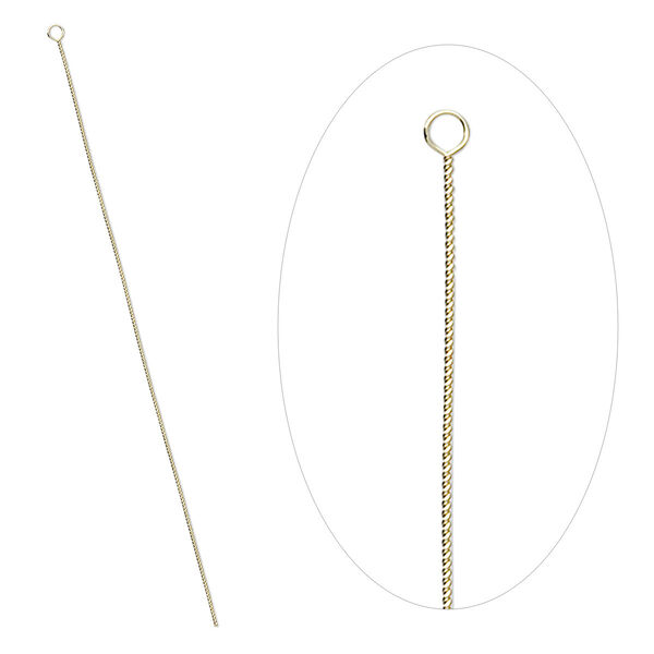 Needle, brass, 2-1/2 to 3-inch twisted, heavy. Sold per pkg of 10. image number 0