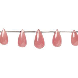 Rhodochrosite 1pkg11, hand-cut top-drilled teardrop bead natural graduated 5x4mm-11x6mm