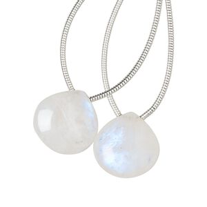 Rainbow moonstone 1pkg2, hand-cut top-drilled puffed teardrop bead natural 14x14mm