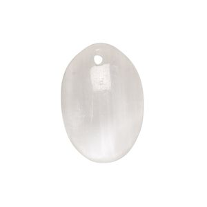 Selenite 1pkg1, hand-cut flat back puffed oval drop 23x16mm-25x18mm