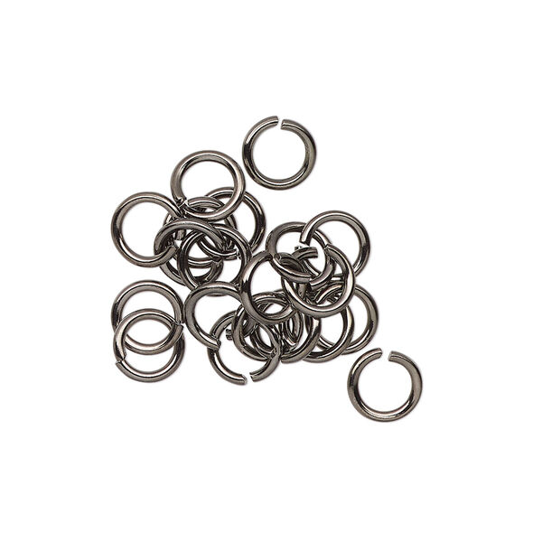 Jump ring, gunmetal-finished brass, 6mm round, 4.2mm inside diameter, 16 gauge. Sold per pkg of 20. image number 0