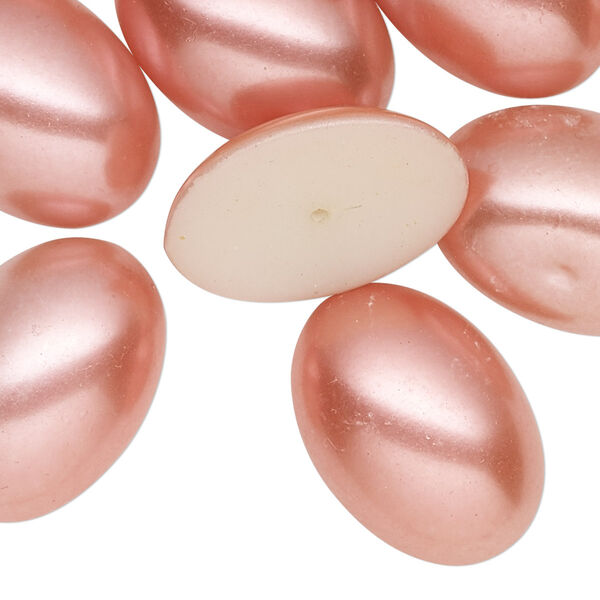 Cabochon, acrylic pearl, dark pink, 25x18mm half-drilled non-calibrated oval. Sold per pkg of 12. image number 0
