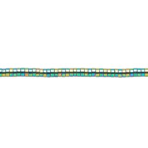 Hemalyke™ 1pkg1, electroplated rainbow heishi bead 8 inch 2x1mm