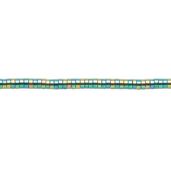 Hemalyke™ 1pkg1, electroplated rainbow heishi bead 8 inch 2x1mm image number 0