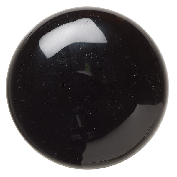 Cabochon, black onyx (dyed), 38mm calibrated round, B grade, Mohs hardness 6-1/2 to 7. Sold individually. image number 0