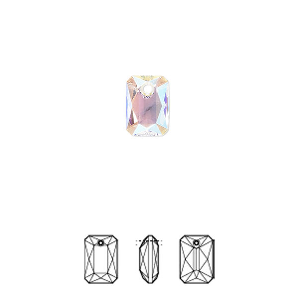 Drop 4pk crystal shimmer, Crystal Passions® 9x6mm pendant emerald cut 6435 image number 0