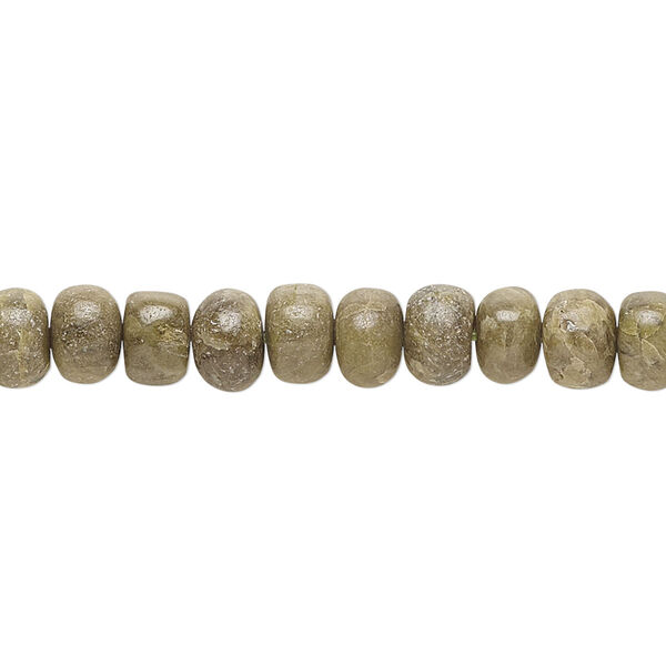 Epidote 1pkg1, hand-cut rondelle bead natural B grade, 14 inch 6x3mm-7x5mm image number 0