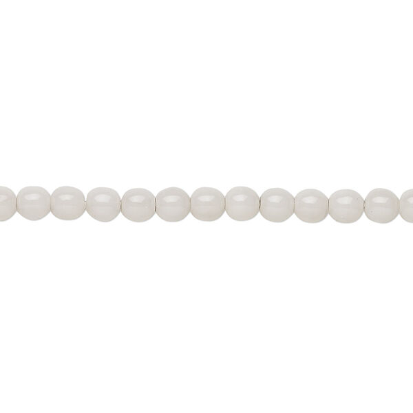 Bead, Czech dipped décor glass druk, opaque silver grey, 4mm round. Sold per 15-1/2" to 16" strand. image number 0