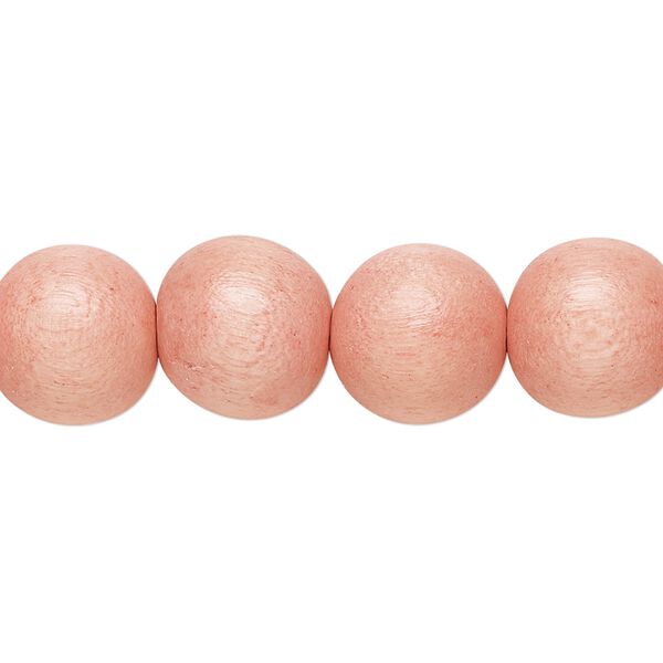 Bead, Taiwanese cheesewood (dyed / waxed), light orange, 11-12mm round. Sold per pkg of (2) 15-1/2" to 16" strands. image number 0