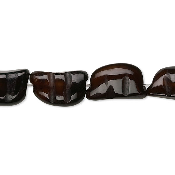 Black agate 1pkg1, hand-cut carved bead B- grade, 15.5-16 inch 15x10mm image number 0