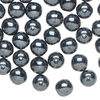 Bead, Czech glass druk 1pkg50, opaque hematite, 8mm round. image number 0