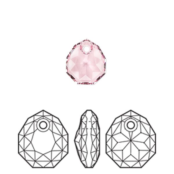 Drop 1pk light rose, Crystal Passions® 11.5x10mm pendant majestic 6436 image number 0