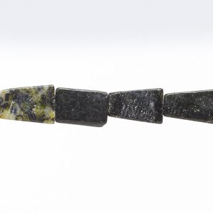 Yellow "turquoise" (serpentine with quartz) / magnetite 1pkg1, flat trapezoid bead natural 15 inch 11x7mm-15x8mm