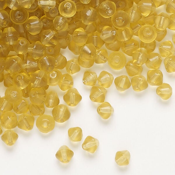 Bead 1pkg1, glass, translucent honey, 4mm bicone, 4 ounces image number 0