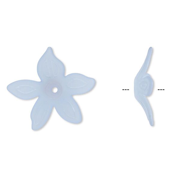 Component, acrylic, frosted light blue, 25x5mm flower. Sold per pkg of 50. image number 0