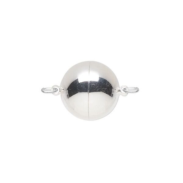 Clasp, magnetic, silver-plated copper, 14mm round. Sold individually. image number 0