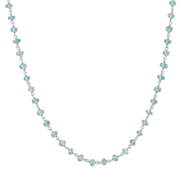 Necklace, apatite (natural) and rhodium-plated sterling silver, light, 3.5-4mm hand-cut faceted rondelle, 18 inches with S-hook clasp. Sold individually. image number 0