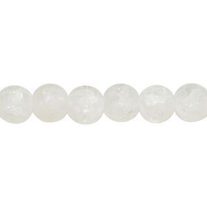 Bead, crackle glass, translucent matte clear, 7-8mm round. Sold per 15-1/2" to 16" strand.