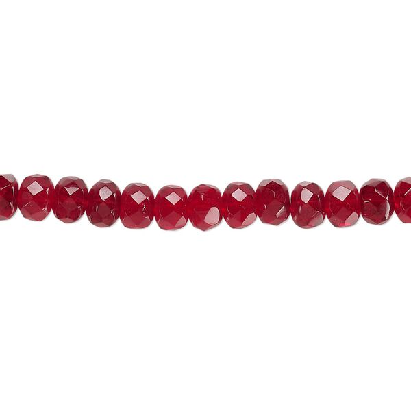 Bead, Czech fire-polished glass, garnet red, 5x4mm faceted rondelle. Sold per 15-1/2" to 16" strand. image number 0