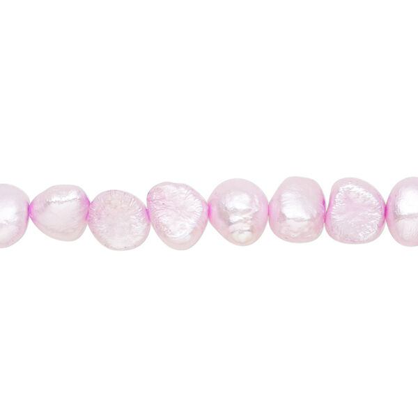 Pearl, cultured freshwater (dyed), pale purple, 6mm flat-sided potato with 0.4-0.6mm hole, D grade, Mohs hardness 2-1/2 to 4. Sold per 15-inch strand. image number 0