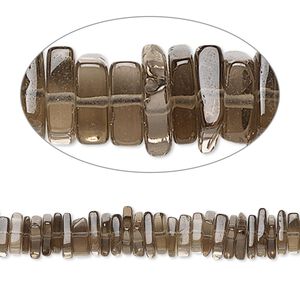 Smoky quartz 1pkg1, hand-cut square rondelle bead 8 inch 4x1mm-6x2mm