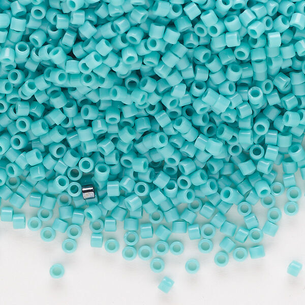 Seed bead, Delica®, glass, pkg/7.5g, #10 round, opaque turquoise green (DBM-0729). image number 0