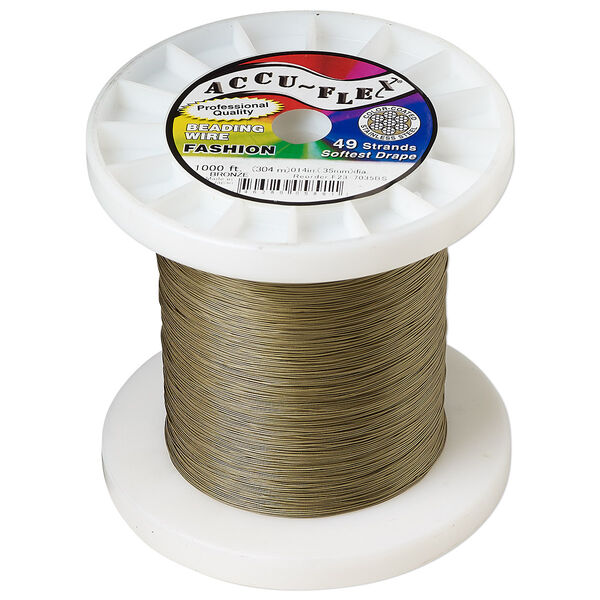 Beading wire, Accu-Flex®, nylon and stainless steel, bronze, 49 strand, 0.014-inch diameter. Sold per 1,000-foot spool. image number 0