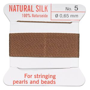 Thread, Griffin, silk, brown, size #5. Sold per 2-meter card (approximately 78 inches).