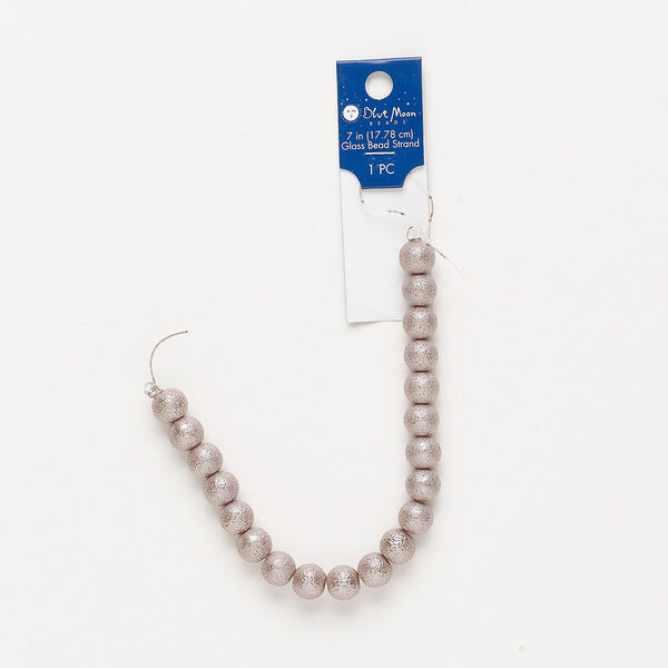 Bead, glass, opaque sand, 9-11mm textured round with 2mm hole. Sold per 7-inch strand. image number 0