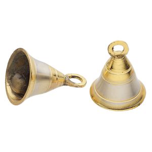 Bell, 2-tone brass, 2-inch bell. Sold per pkg of 2.